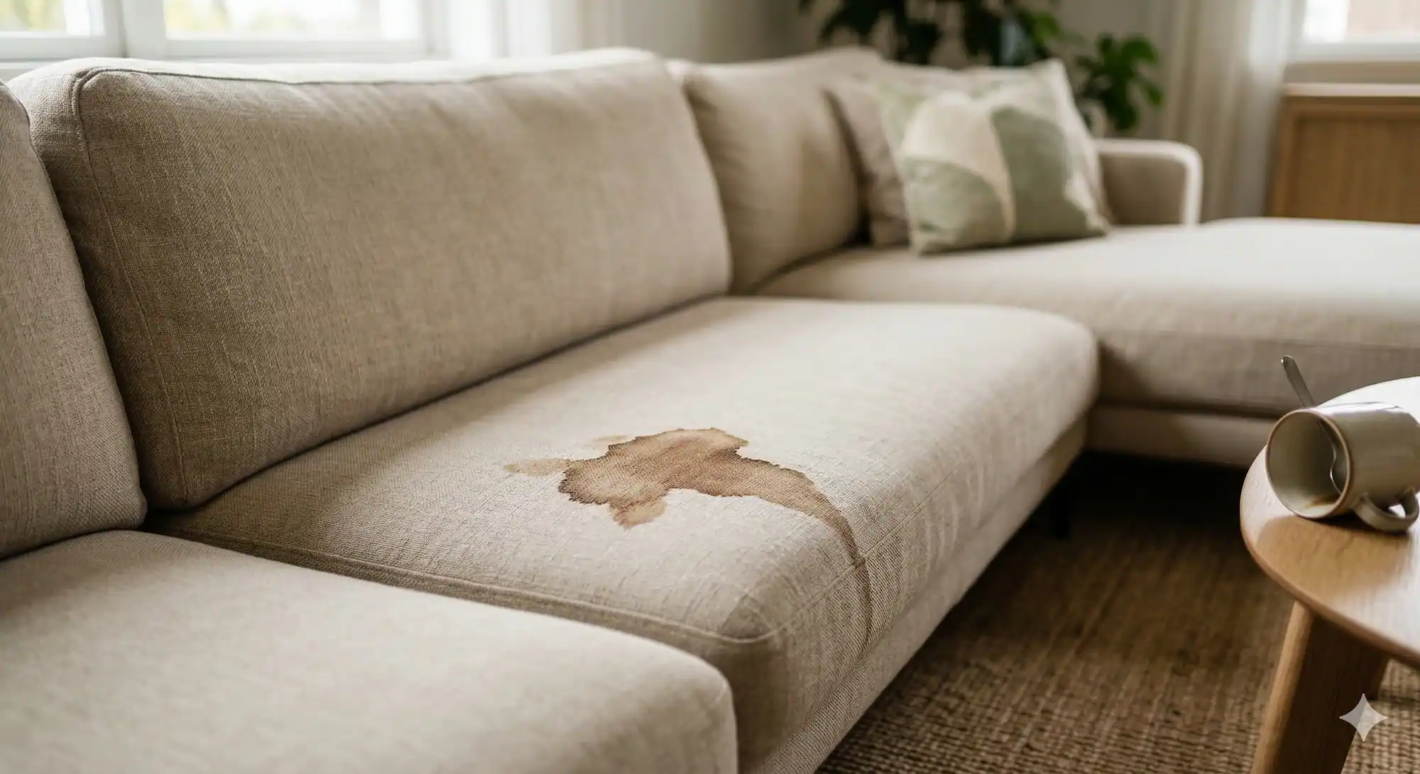 Tache de café sur canapé - guide nettoyage taches Luxembourg